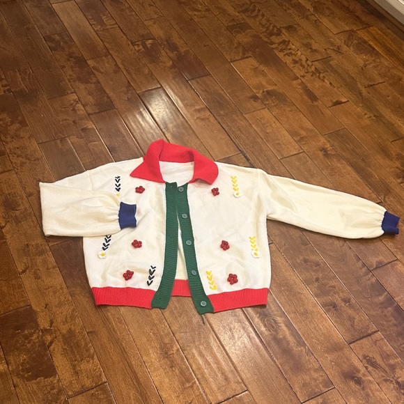 Cider Sweaters - 2xl Cider Brand Cardigan with Floral Accents